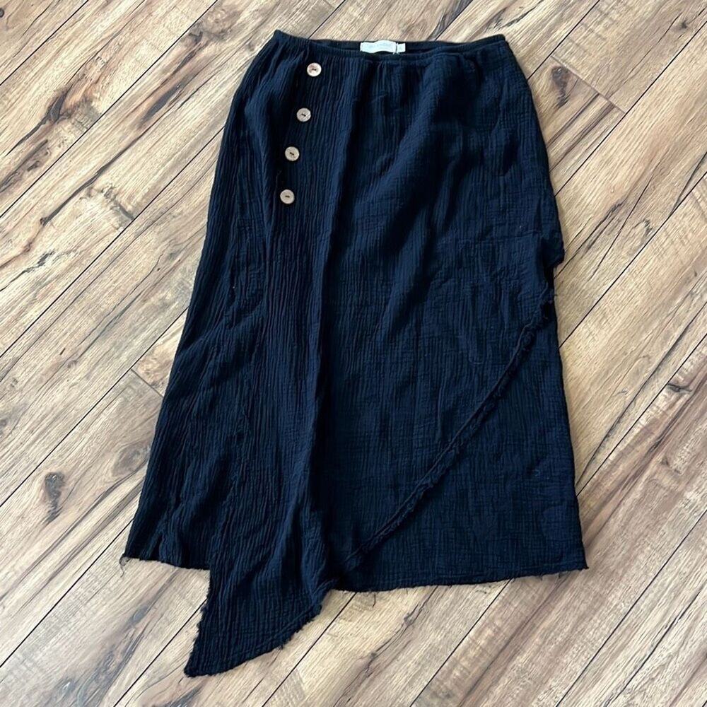 NWT Mododoc size small black cotton midi skirt